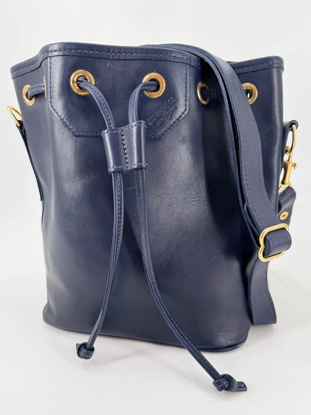 J.W. HULME Blue Leather Bucket Bag